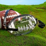 Bolsa de estadio transparente personalizada con forma de balón de fútbol americano con nombre y borla Regalo de cumpleaños del día del partido para un amante del fútbol americano
