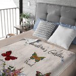 Personalized 1-10 Birth Flower Butterfly Garden Soft Throw Blanket with Nickname and Names Birthday Mother's Day Gift for Mom Grandma Family