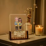 Personalized Cartoon Couple Character LED Night Light with Names and Wooden Base Home Decor Anniversary Valentine's Day Gift for Couple