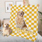 Personalized Multicolor Plaid Soft Throw Blanket with Dog Cat Photo and Name Home Decor Birthday Gift for Pet Owners Lovers