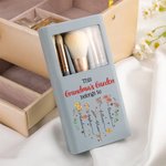 Personalized 1-12 Birth Flowers Names Makeup Brush Box Set with 5 Pcs Brushes and Mirror Travel Accessories Mother's Day Gift for Mom Grandma