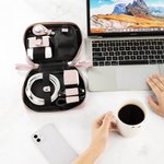 Personalisierte Multi-Fach tragbare Leder Reisen Kabel Organizer Pouch mit Namen elektronisches Zubehör Geburtstag Geschenk für Frauen Reisen Liebhaber