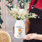 Personalized I'd Pick You Birth Flower Ceramic Flower Vase with Title and Names Birthday Mother's Day Gift for Mom Grandma Family