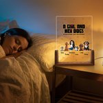 Personalisierte ein Mädchen & ihre Hunde haben unzerbrechliche Bindung Acryl LED-Nachtlicht mit hölzernen Basis Home Decor Geburtstagsgeschenk für Hundeliebhaber Besitzer