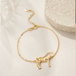 Personalizzato cavallo Silhouette nome braccialetto Dainty gioielli equitazione regalo di compleanno per l'amante del cavallo