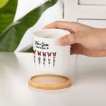 Personalizado 1-10 Nacimiento Flor Mariposa Nombres Suculenta Maceta de Cerámica con Drenaje y Base de Bambú Cumpleaños Día de la Madre Regalo para Mamá Abuela