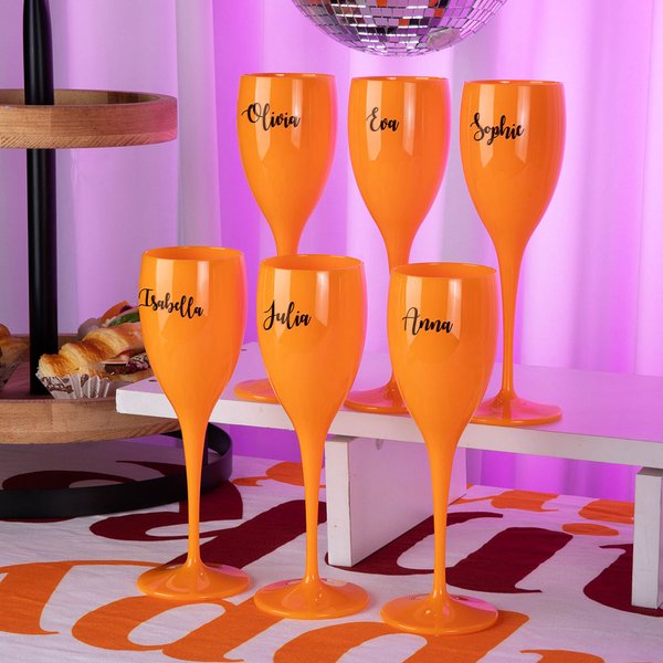 Gepersonaliseerde Champagne Glazen met Naam of Logo Set van 2 Vrijgezellenfeest Bruiloftsfeest Bedankjes Verjaardag Koningdag Cadeau voor Vrouwen