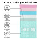 Gepersonaliseerde kleurrijke oversized sneldrogende gestreepte strandhanddoek met naam Summber Vacation Essentials Gift voor vrouwen en mannen