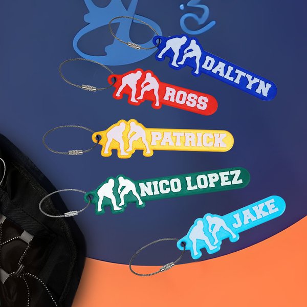 Gepersonaliseerd 3D-afgedrukt naamlabel met worstelen patroon en roestvrij stalen lus verjaardag rugzak accessoires team cadeau voor worstelen fans atleten