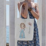 Gepersonaliseerde Fashionable Prom Queen Geboortebloem Canvas Tote Bag met Naam canvas tas Verjaardag Afstuderen Gift
