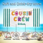 Personalized Multicolour Cute Monster Cousin Crew Oversized Quick Dry Beach Towel with Name Summer Travel Essential Pool Party Gift for Kids Family