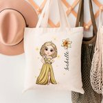 Gepersonaliseerde Fashionable Prom Queen Geboortebloem Canvas Tote Bag met Naam canvas tas Verjaardag Afstuderen Gift