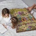 Personalized Colorful Bohemia Retro Flower Design Soft Throw Blanket with Name and Tassels Home Decor Mother's Day Birthday Gift for Mom Grandma
