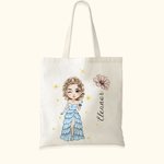 Gepersonaliseerde Fashionable Prom Queen Geboortebloem Canvas Tote Bag met Naam canvas tas Verjaardag Afstuderen Gift