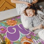 Personalized Colorful Bohemia Retro Flower Design Soft Throw Blanket with Name and Tassels Home Decor Mother's Day Birthday Gift for Mom Grandma