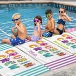 Personalized Multicolour Cute Monster Cousin Crew Oversized Quick Dry Beach Towel with Name Summer Travel Essential Pool Party Gift for Kids Family