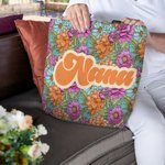 Bolsa de asas personalizada Bohemia Retro Floral Reutilizable con Apodo y Compartimentos Regalo de Cumpleaños Día de la Madre para Mujer