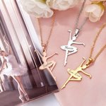 Personalized Dainty Ballerina Girl Necklace Women Jewellery with Engraved Name Anniversary Birthday Gift for Ballerina