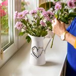 Vase en Céramique Personnalisé avec 1-6 Noms et Fleurs de Naissance Décoration d'Intérieur Cadeau Anniversaire Fête des Mères pour Maman Grand-mère