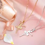 Personalized Dainty Ballerina Girl Necklace Women Jewellery with Engraved Name Anniversary Birthday Gift for Ballerina