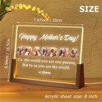 Personlig Happy Mother's Day Akryl LED-nattlys med navn og trebunn Skrivebordsdekorasjon Mors dag Bursdagsgave til mor bestemor