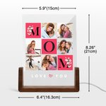 Personalisierte Liebe Sie Mom Acryl LED-Nachtlicht mit hölzernen Basis und Fotos Muttertag Thanksgiving Day Geburtstag Geschenk für Mama