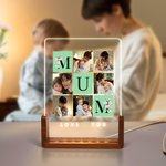 Personalisierte Liebe Sie Mom Acryl LED-Nachtlicht mit hölzernen Basis und Fotos Muttertag Thanksgiving Day Geburtstag Geschenk für Mama