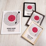 Personalisierte Vinyl-Schallplatte Songtexte drucken hölzerne Fotorahmen hängende Schriftrolle mit Namen und Text Home Dekoration Geburtstagsgeschenk für Musikliebhaber Freund