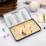 Tablero portátil personalizado de madera con 12 clavijas, 2 dados y nombre en caja de lata Juego de viaje para 2 jugadores Regalo de cumpleaños para los amantes del béisbol