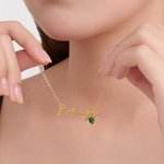 Collana con nome personalizzato e pietra di nascita a cuore Regalo di San Valentino, compleanno, anniversario per le donne