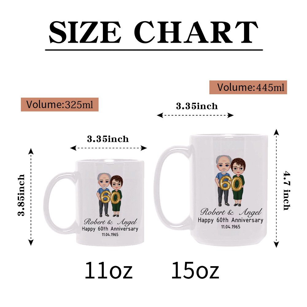 Taza de cerámica personalizada con nombres y texto de globos de dibujos animados regalo de San Valentín para parejas 8