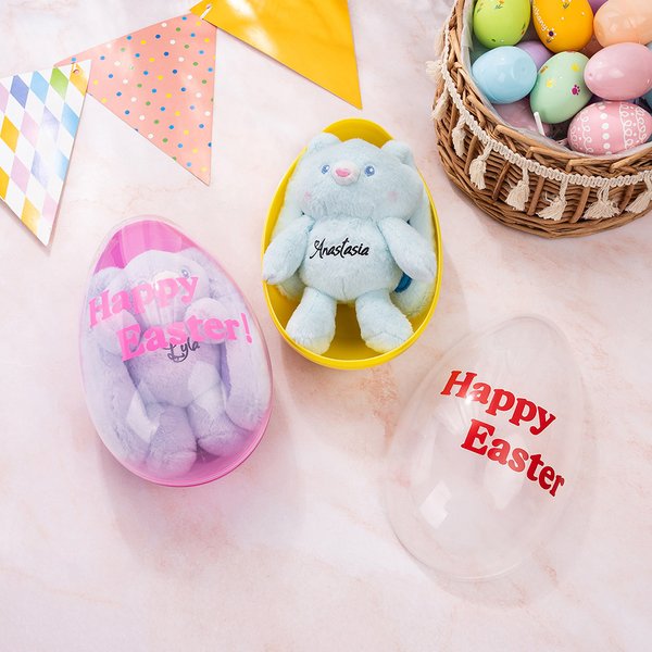 Henkilökohtainen Stretchable Plush Bunny avaimenperä ja täytettävissä Jumbo pääsiäismuna Set nimi Party Favor Egg metsästys pääsiäiskori lahja pojille tytöille