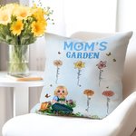 Personlig fødselsblomsthage tegneserie karakter kaste putetrekk med navn flerfarget hjemmedekorasjon mors dag takknemlighet gave til bestemor mamma