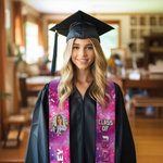 Personlig flerfarget glitterskjerf med bilde og navn til avgangsklassen 2025 Graduation Keepsake-gave til avgangsklassekamerater