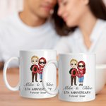 Taza de cerámica personalizada con nombres y texto de globos de dibujos animados regalo de San Valentín para parejas 6
