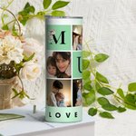 Personalisierte Liebe Sie Mom 6 Fotos 20 oz Skinny Becher mit Strohhalm Muttertag Geburtstag Geschenk für Mama Oma