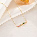 Personalisierte 2-7 Rechteckige Geburtssteine Zickzack-Halskette Zierlicher Schmuck Geburtstag Jahrestag Muttertag Geschenk für Frauen