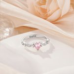 Personlig Dainty Heart Birthstone Zircon Promise Ring med gravert navn Bursdag Morsdag Bryllupsgave til kvinner