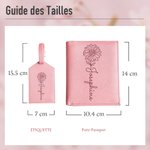 Étiquette de Bagage et Porte-Passeport en Cuir Personnalisée avec Nom et Fleur de Naissance Cadeau pour Voyageur