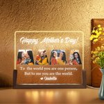 Personlig Happy Mother's Day Akryl LED-nattlys med navn og trebunn Skrivebordsdekorasjon Mors dag Bursdagsgave til mor bestemor