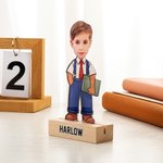 Personalized School Uniform Character Face Photo Acrylic Plaque with  Wooden Base and Name Home Decor Birthday Children's Day Gift for Boys Girls