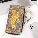 Personalized Bohemian Vintage Floral Name Purse Clutch Wallet Birthday Mother's Day Gift for Her