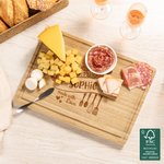 Personalisiertes Herz Floral Kitchenware FSC Bambus Charcuterie Schneidebrett mit Saft Rille Muttertag Hochzeit Housewarming Geschenk für Familie