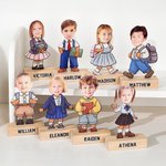 Personalized School Uniform Character Face Photo Acrylic Plaque with  Wooden Base and Name Home Decor Birthday Children's Day Gift for Boys Girls