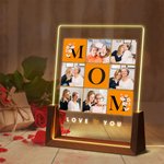 Personalisierte Liebe Sie Mom Acryl LED-Nachtlicht mit hölzernen Basis und Fotos Muttertag Thanksgiving Day Geburtstag Geschenk für Mama