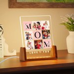 Personalisierte Liebe Sie Mom Acryl LED-Nachtlicht mit hölzernen Basis und Fotos Muttertag Thanksgiving Day Geburtstag Geschenk für Mama
