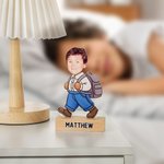 Personalized School Uniform Character Face Photo Acrylic Plaque with  Wooden Base and Name Home Decor Birthday Children's Day Gift for Boys Girls