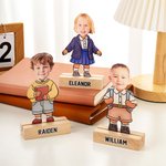 Personalized School Uniform Character Face Photo Acrylic Plaque with  Wooden Base and Name Home Decor Birthday Children's Day Gift for Boys Girls