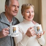 Taza de cerámica personalizada con nombres y texto de globos de dibujos animados regalo de San Valentín para parejas 4