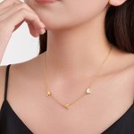 Personalized Dainty 1-5 Heart Pendants Necklace Family Jewelry with Engraved Name Anniversary Birthday Mother's Day Gift for Women